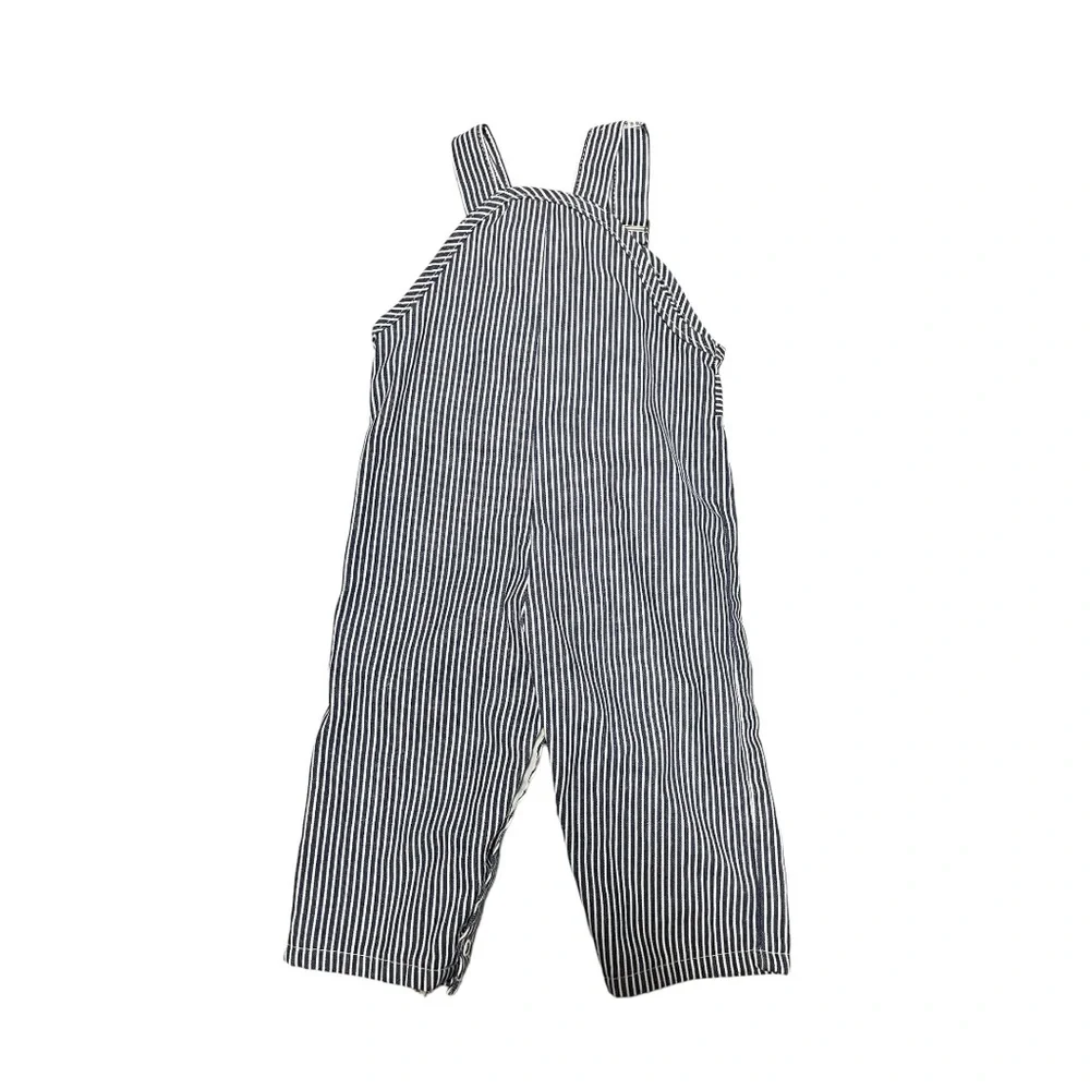 Vintage Sears Baby Railroad Stripe Train Overalls Hickory Denim 20-25lb 32in